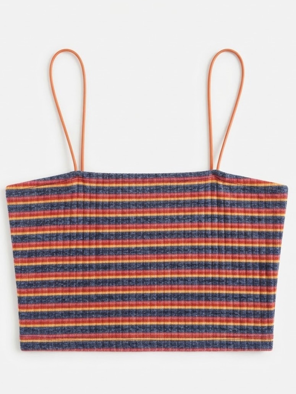 ASOS Striped Ribbed Cropped Cami in Navy, Orange & Red size 4